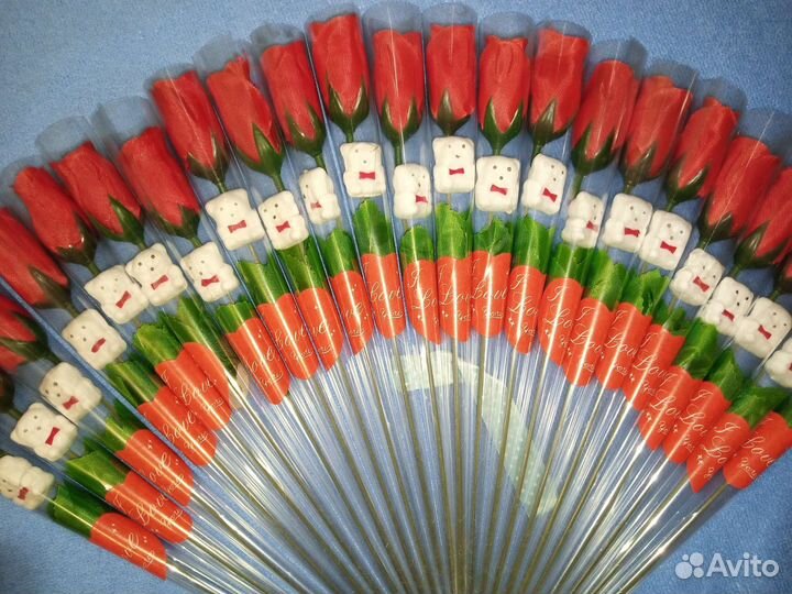 Роза искусственная с мишкой