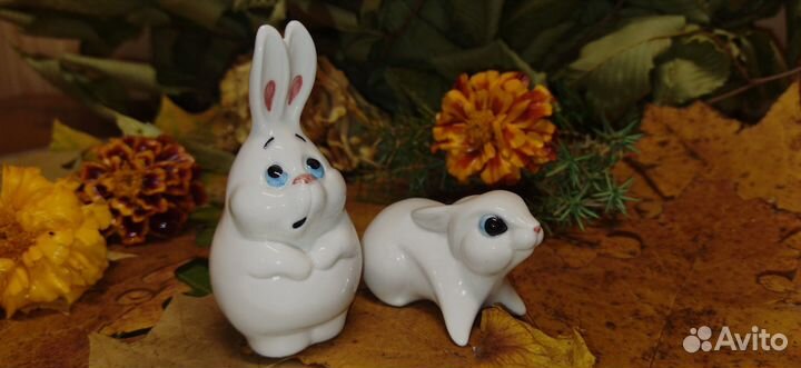 Зайчишка, заяц, кролик статуэтки-фигурки фарфор