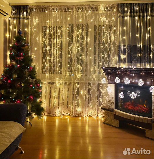 Гирлянда штора занавес