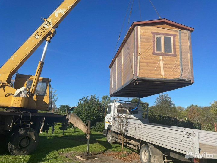 Готовая баня из бруса 2.3 x 4 м. мобильная