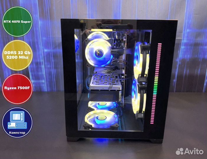 Сборка мощного пк AMD7500F-RTX4070SUP-32DDR5-ECA3587