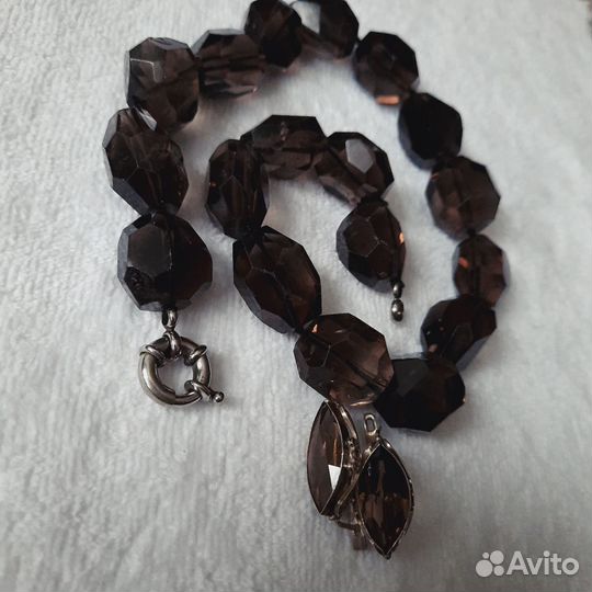 Бусы турмалин,раухтопаз,аметист,тонированный агат