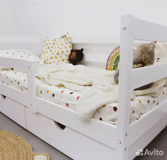 Детская кровать односпальная Софа 140х70 белая