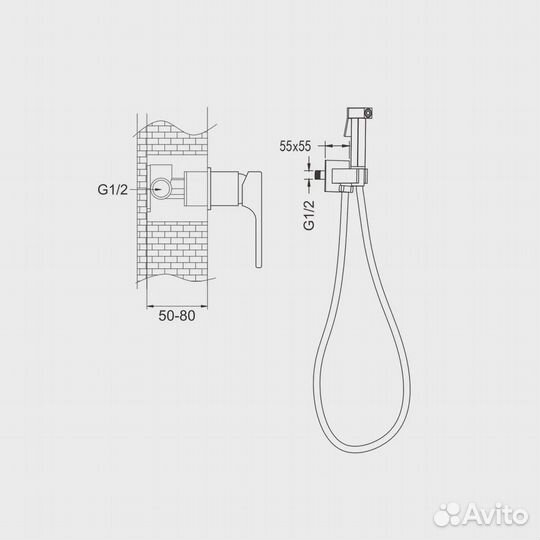 Гигиенический душ со смесителем Rose R1005, хром