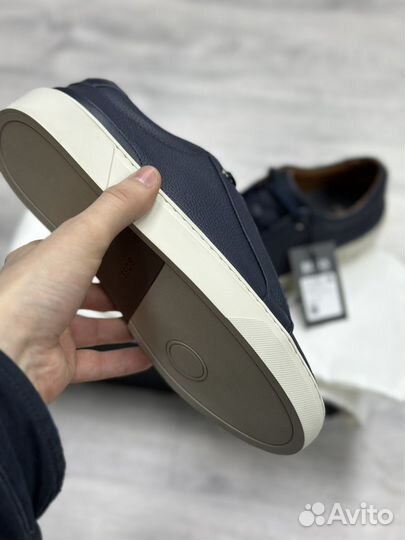 Кеды Hugo Boss мужские синие кожаные