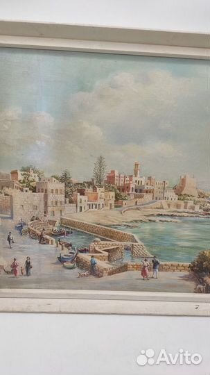 Антикварная картина Италия, размер в раме 45,5