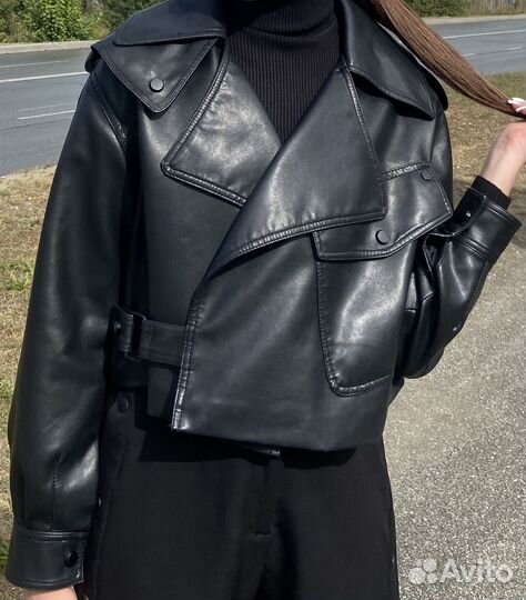 Кожаная куртка косуха женская