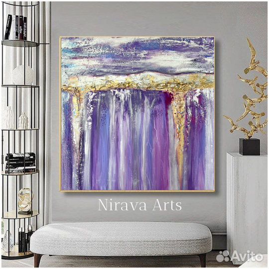 Лофт картина масло/холст 60x60 картина фиолетовая