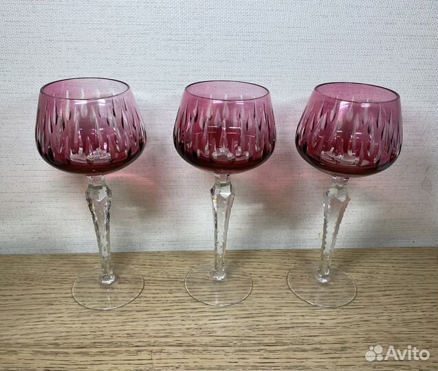 Бокал фужер цветное стекло хрусталь гдр Германия