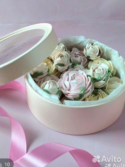 Цветы из зефира в коробочке