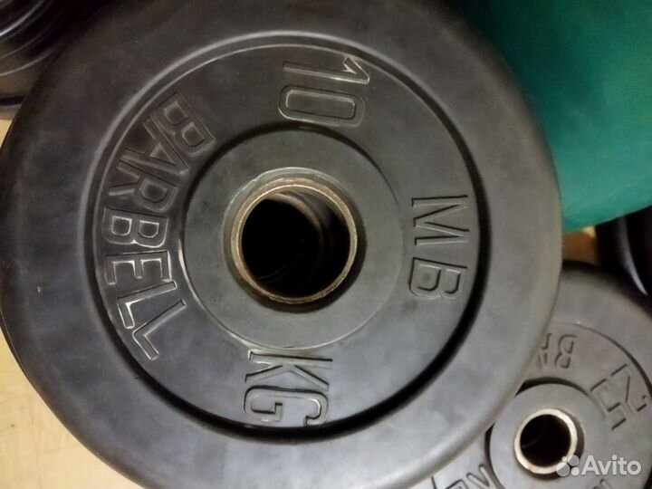 Грифы олимпийские, блины обрезиненные