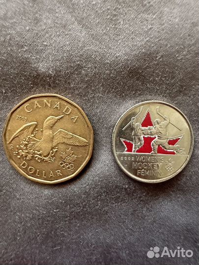 Канада, 25 центов 2002, 1 доллар 2008