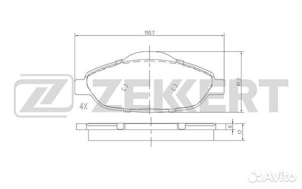 Колодки торм. диск. передн. Peugeot 3008 09- Peugeot 308 07