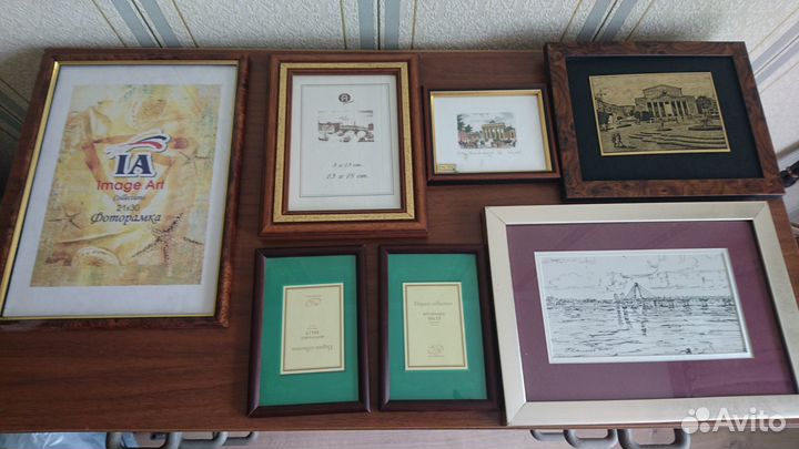 Фоторамки разных размеров. Дерево, Металл Пластик