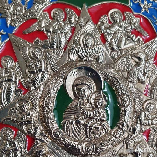 Неопалимая Купина медная икона с эмалью