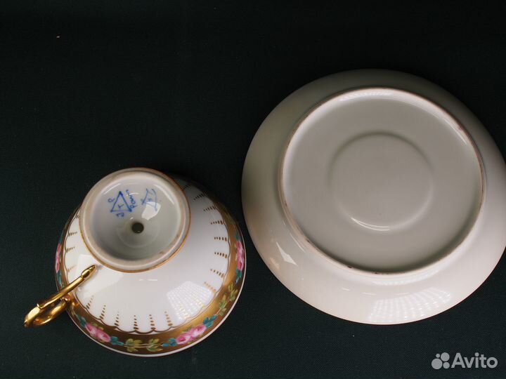 Коллекционная чайная пара. Роспись. Франция