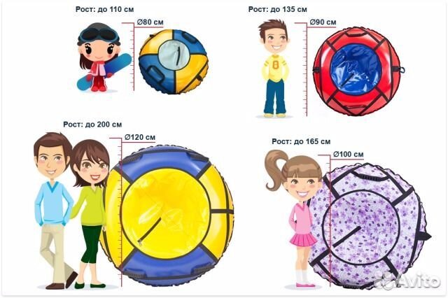 Санки-Ватрушки (тюбинги) для катания и буксировки