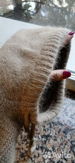 Шапка Капор из пряжи Пух норки