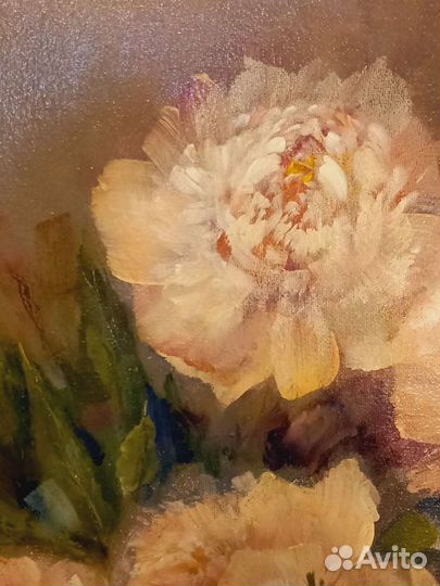 Картина, масло, пионы