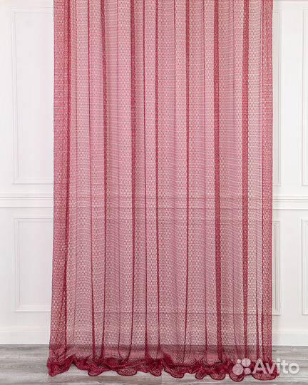 Тюль Авалон рубин готовый на окна пошив