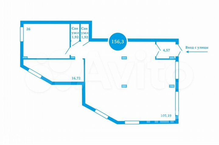 Сдам торговое помещение, 155.9 м²