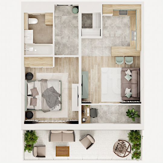 1-к. квартира, 45,1 м², 1/12 эт.