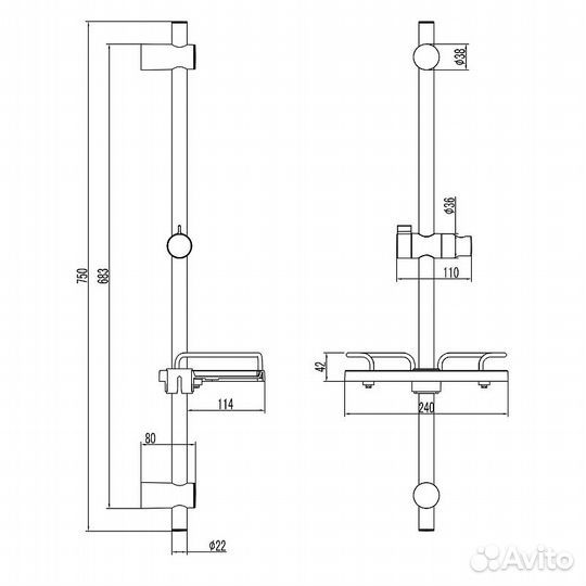 Душевая штанга Lemark LM3775GM Хром