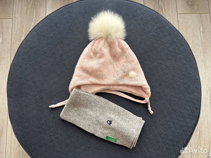 Шапка зимняя на девочку mothercare и шарф benetton