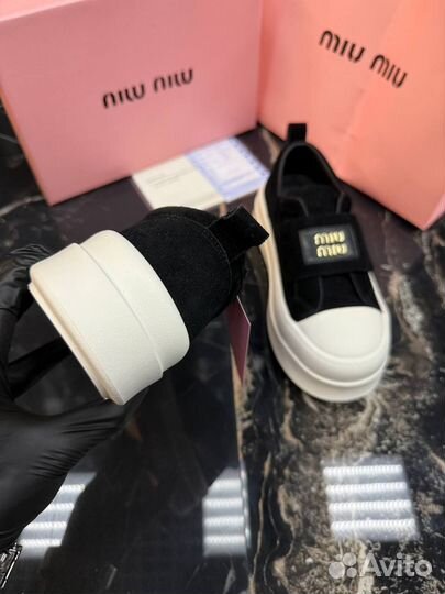 Кеды весенние на липучке MIU MIU 