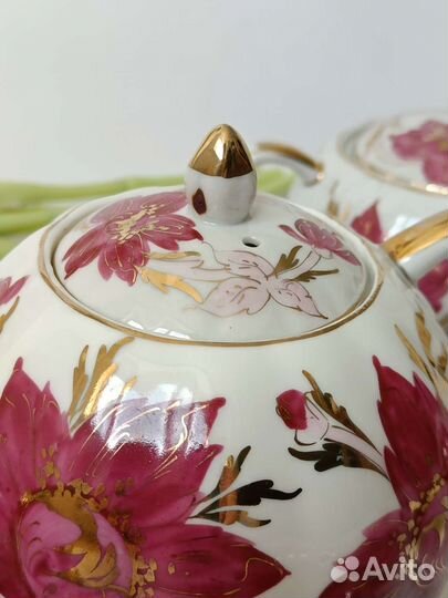 Сервиз малиновые цветы Дулёво