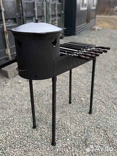 Мангал комбинированный с печью под казан