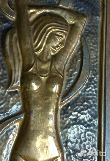 Чеканка медная СССР Гимнастка