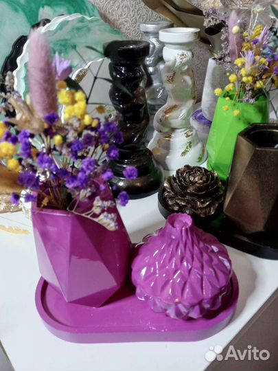 Декоративные наборы с букетом из сухоцветов