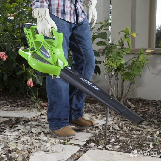 Воздуходув – садовый пылесос Greenworks 40V GD40BV