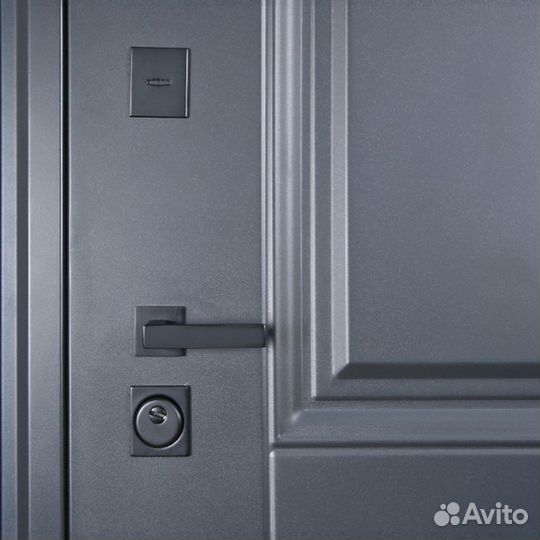 Дверь входная в квартиру с черной фурнитурой