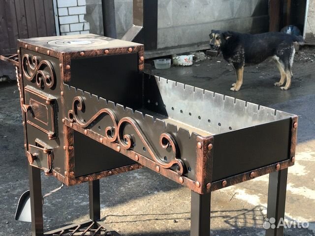 Мангал №0012 кованный с печкой под казан
