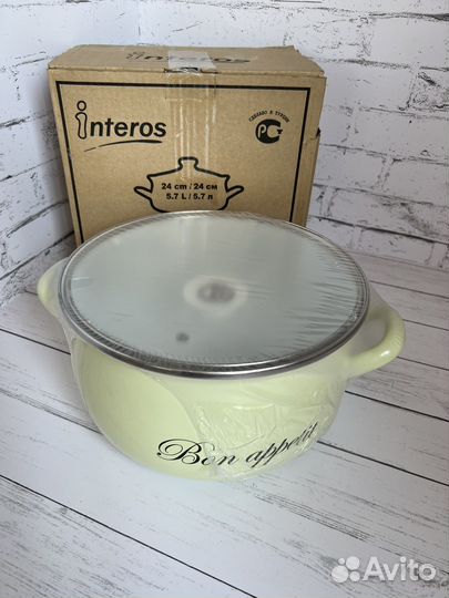 Кастрюля эмалированная Interos 4 л, 5,1 л, 5,7 л