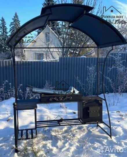 Мангал с крышей угловой