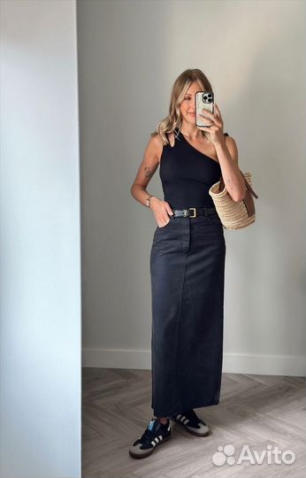 Джинсовая юбка макси