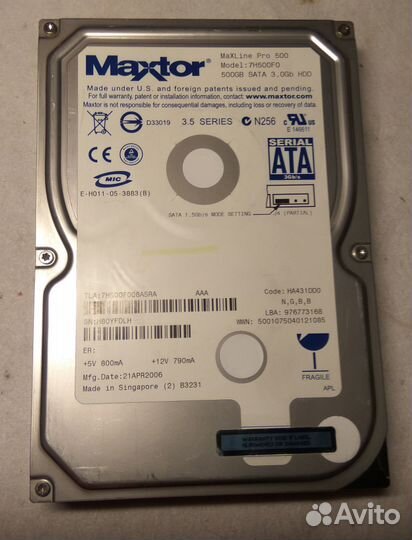 Жесткий диск 500Gb Maxtor 7H500F0 SATA