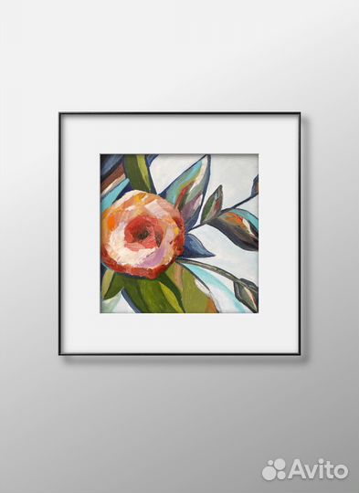 Интерьерная карина маслом. Красные цветы