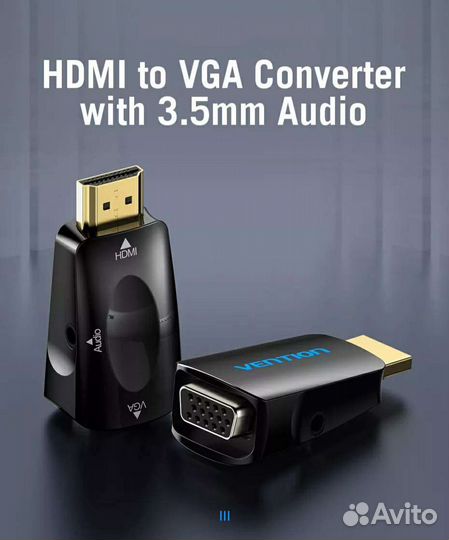 Переходник Vention Hdmi to VGA 3.5+кабель (новые)