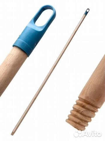 Черенок деревянный 110 см с резьбой с синим/зелены