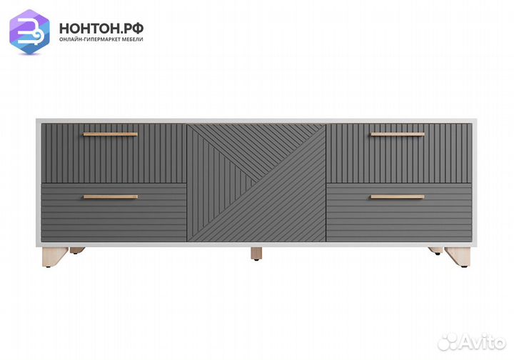 Тв-тумба со створкой Копенгаген белая / серый граф
