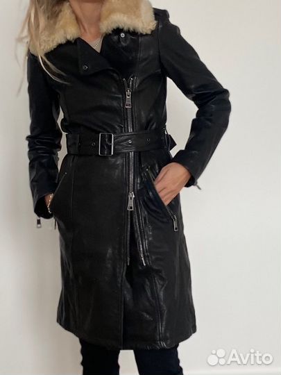 Дубленка винтажный кожаный плащ Burberry оригинал