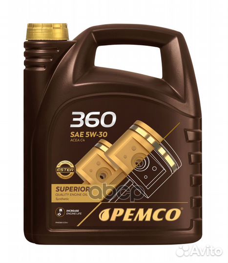5W-30 SN, C4 5л (синт. мотор. масло) pemco