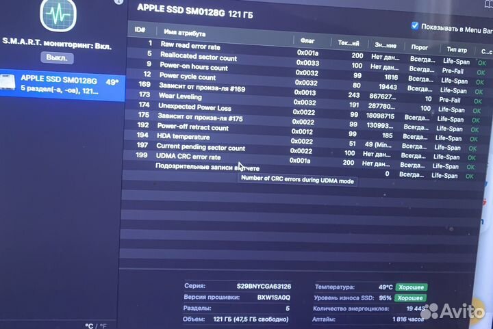 Оригинальные Apple SSD 128GB JPV1280/0A4