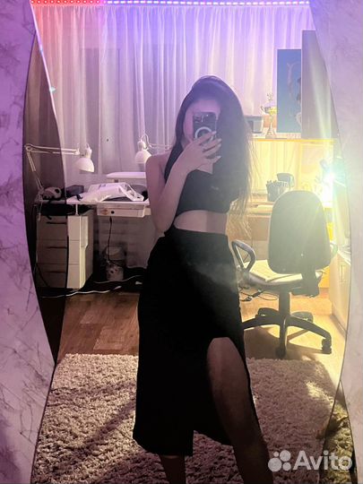 Юбка в рубчик миди