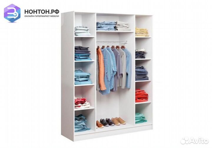 Шкаф четырехстворчатый Натали белый глянец