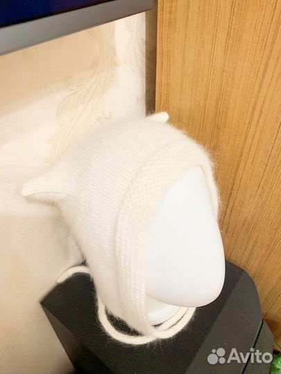 Шапка женская с ушками, пух норки